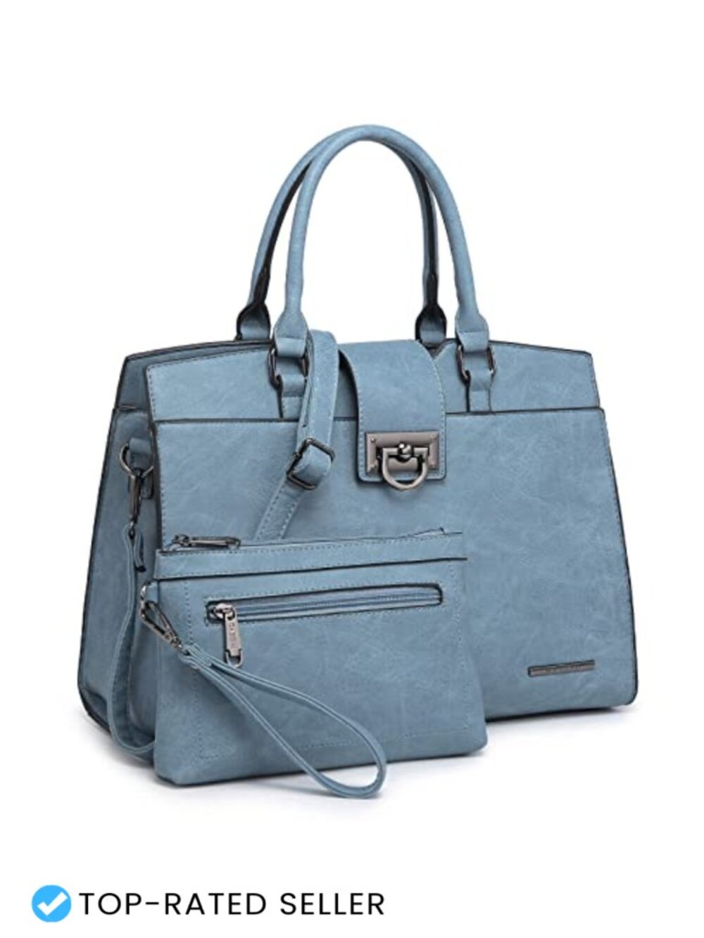 Dasein Women's Vegan Leather Satchel Purse with Tote Set